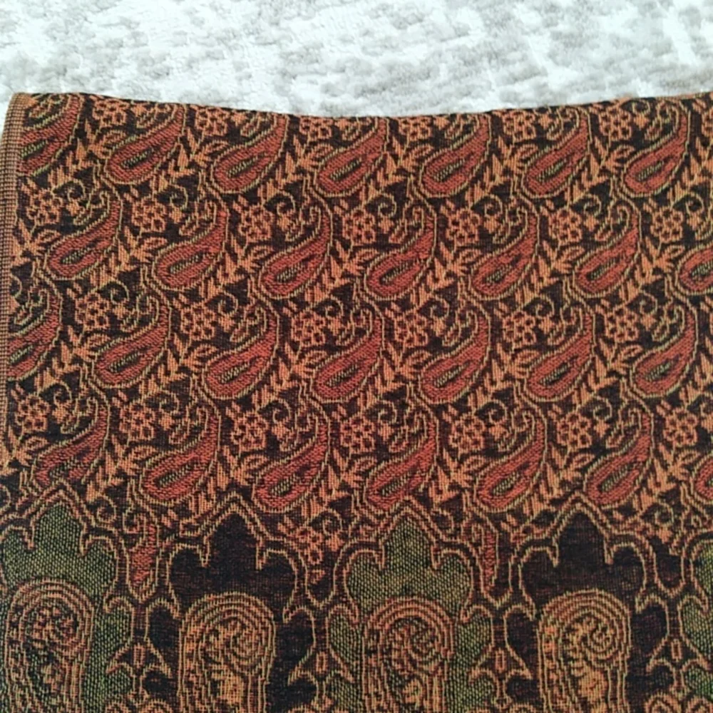Zu's Paisley Fringed Wolle Silk Blend Scarf Wrap